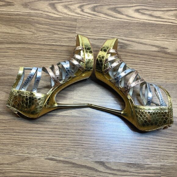 Michael Kors Maddie Dress Platform High Heels Sandals Rose Gold Multi Size 6.5M - Picture 3 of 11